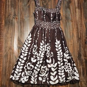 Speechless Floral Brown and White Midi Dress